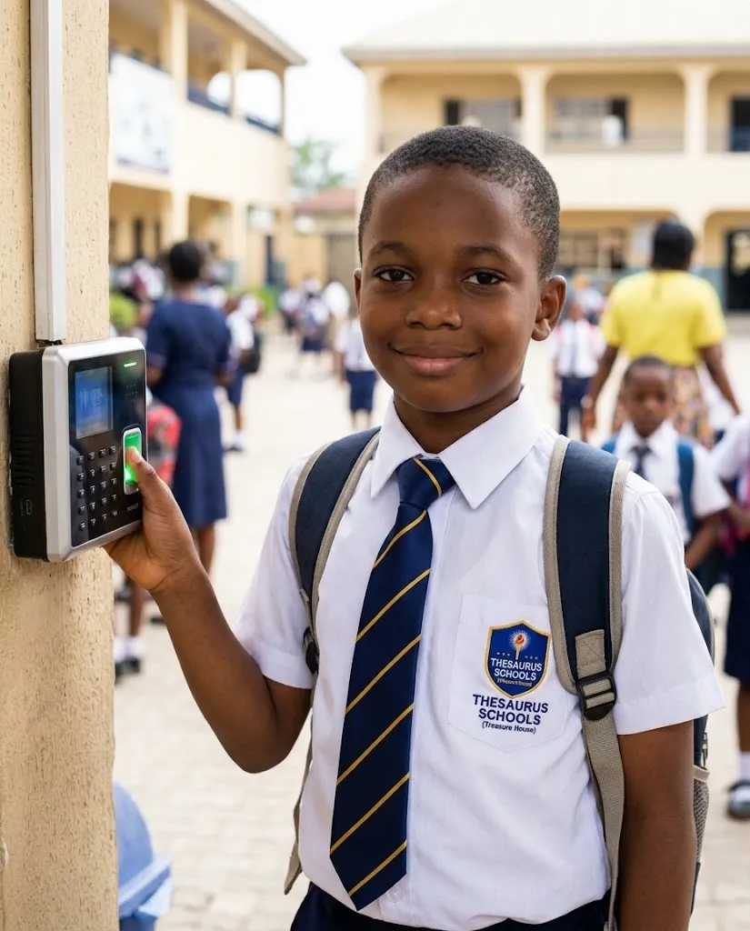 Pupil clocking in on the electronic attendance system